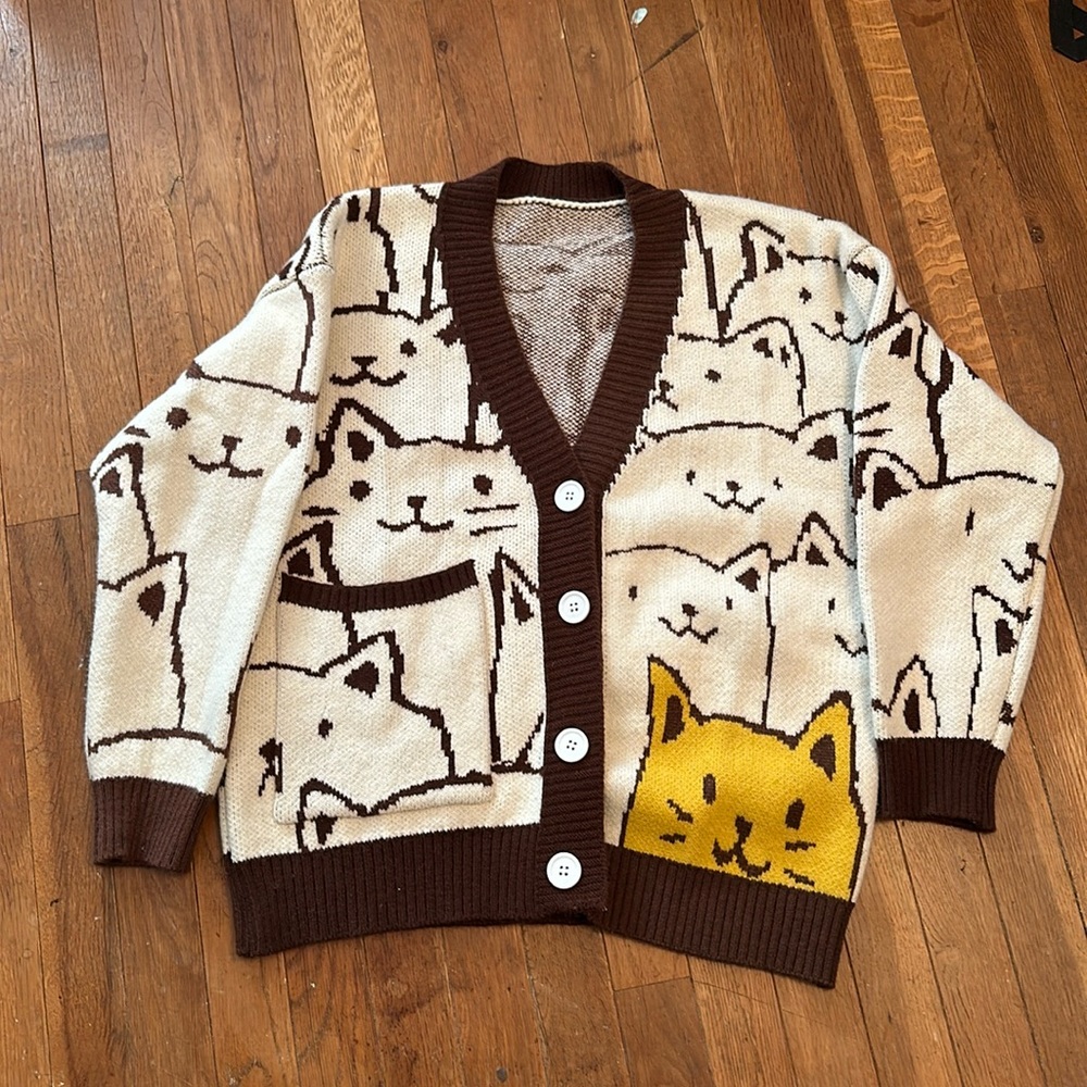 Cat Cardigan Oversized NWOT